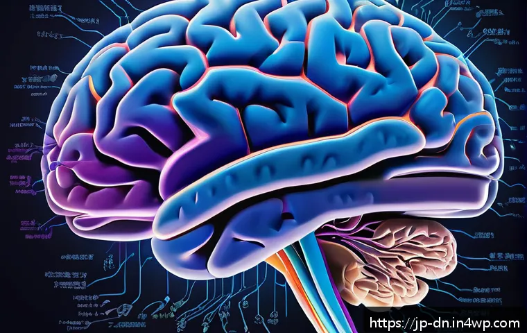 과학적 사고방식과 감정 조절 - A detailed anatomical illustration of the human brain focusing on the amygdala and prefrontal cortex...