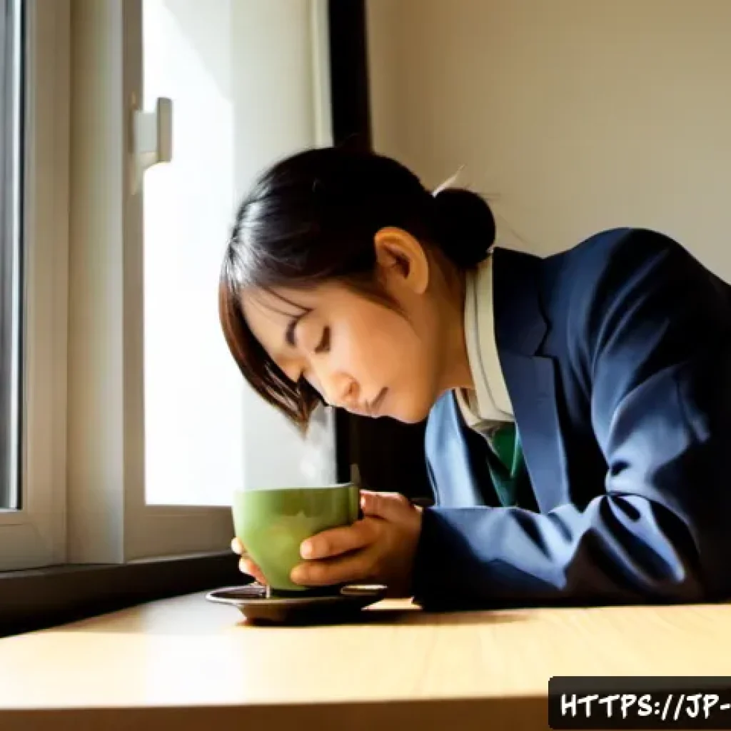 일상적인 스트레스 관리와 과학적 사고 - Photorealistic morning scene in a contemporary Japanese apartment, a calm Japanese office worker sea...